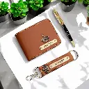 Personalised Leather Wallet, Pen & Keychain Combo –🏆✨